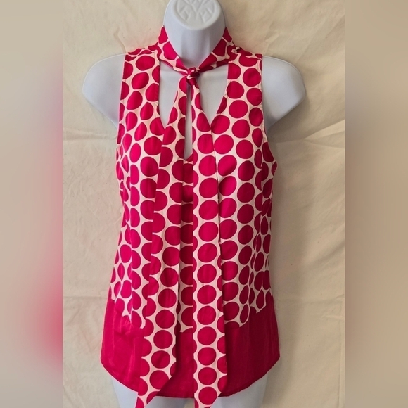 Worthington Pink Polka Dot Sleeveless Top / Petite Medium - Picture 2 of 8